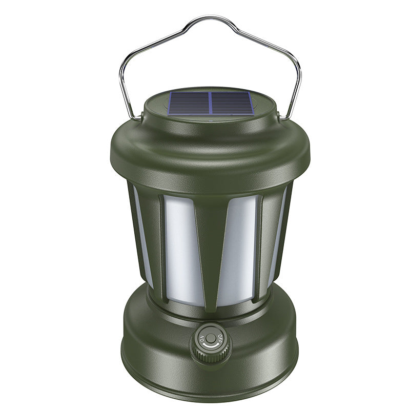 American Smart outdoor solar rechargeable camping light with multifunctional LED strong light for camping tents and atmosphere lighting.