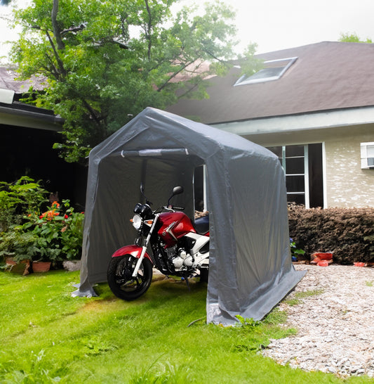 7x8 ft Outdoor Portable Gazebo Storage Shelter Shed with 2 Roll up Zipper Doors & Vents Carport - American Smart