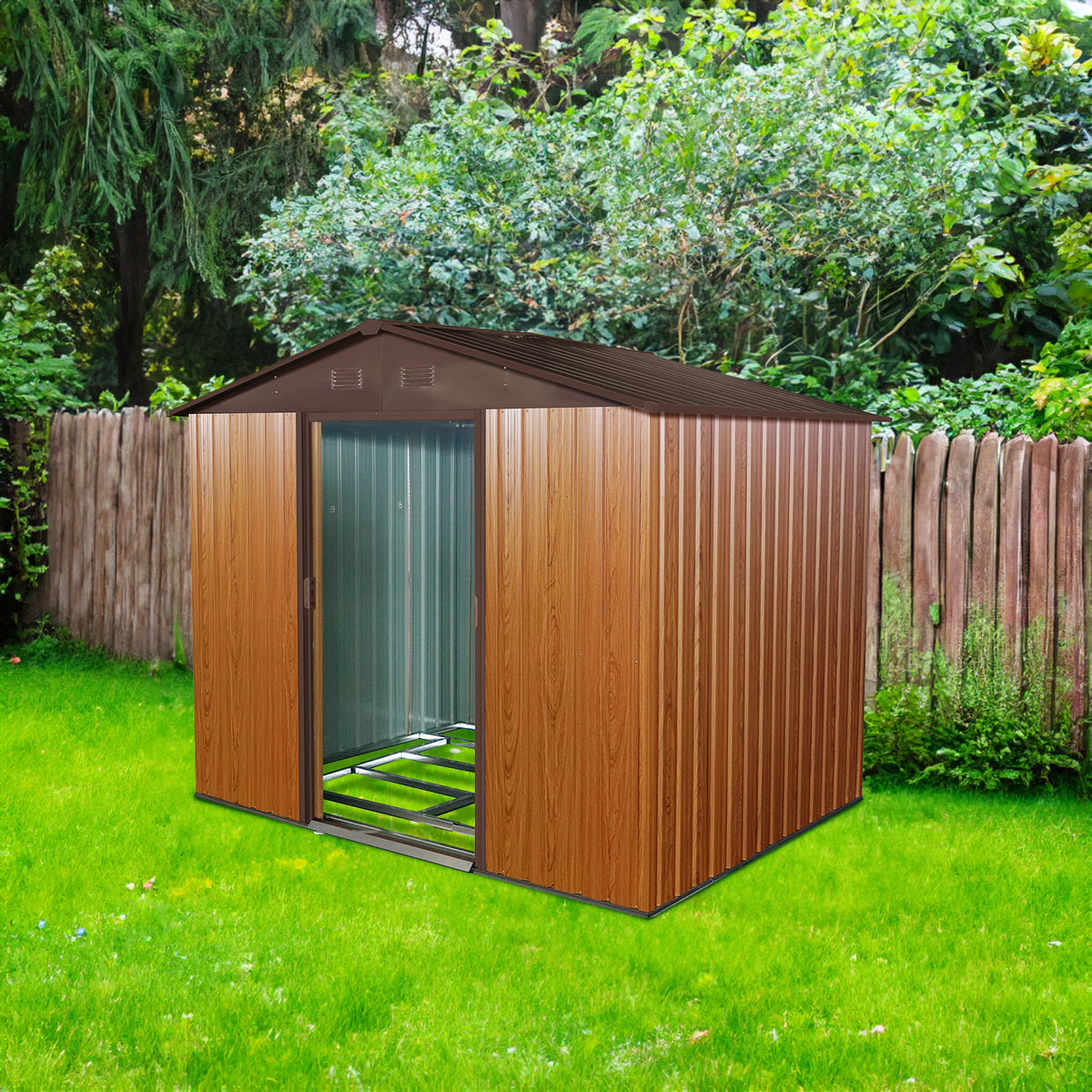 7x8 ft Outdoor Portable Gazebo Storage Shelter Shed with 2 Roll up Zipper Doors & Vents Carport - American Smart