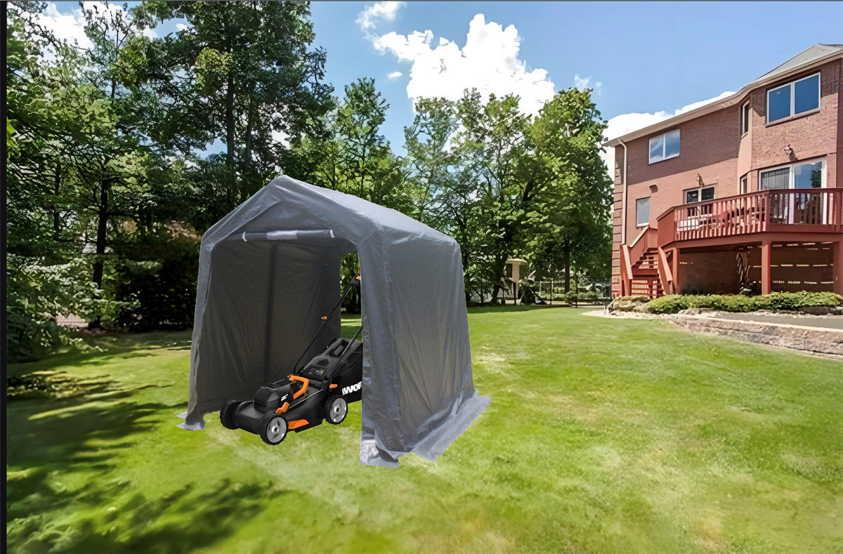 7x8 ft Outdoor Portable Gazebo Storage Shelter Shed with 2 Roll up Zipper Doors & Vents Carport - American Smart