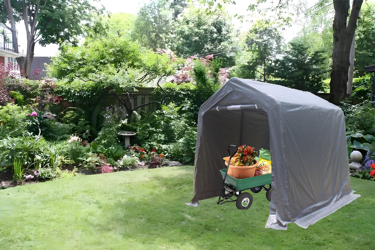 7x8 ft Outdoor Portable Gazebo Storage Shelter Shed with 2 Roll up Zipper Doors & Vents Carport - American Smart