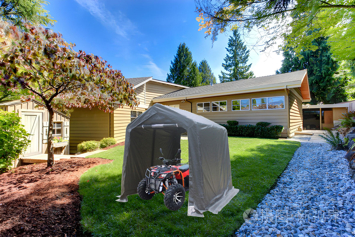 7x8 ft Outdoor Portable Gazebo Storage Shelter Shed with 2 Roll up Zipper Doors & Vents Carport - American Smart