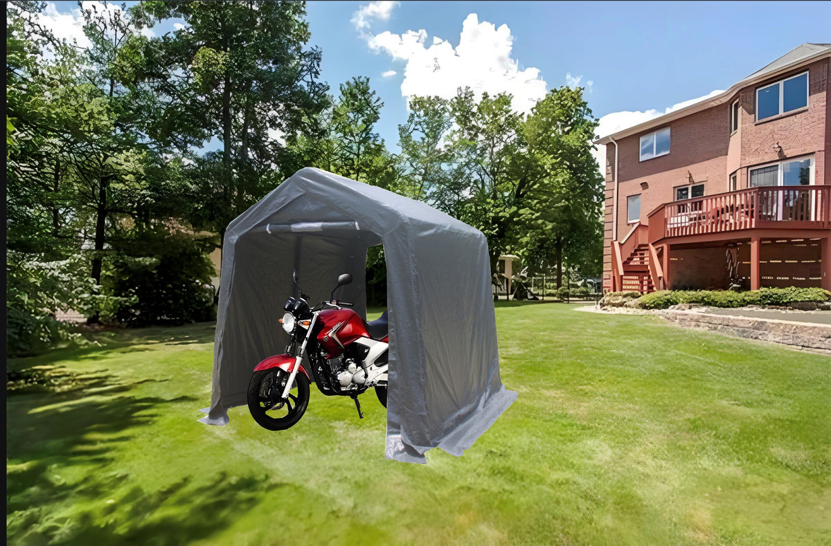 7x8 ft Outdoor Portable Gazebo Storage Shelter Shed with 2 Roll up Zipper Doors & Vents Carport - American Smart