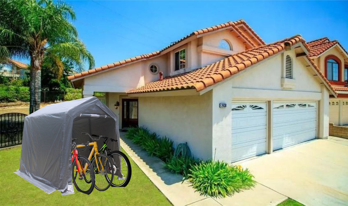 7x8 ft Outdoor Portable Gazebo Storage Shelter Shed with 2 Roll up Zipper Doors & Vents Carport - American Smart