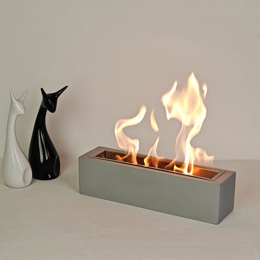 Rectangular desktop heating stove by American Smart EP, featuring a real brazier alcohol fireplace and decorative bonfire design.