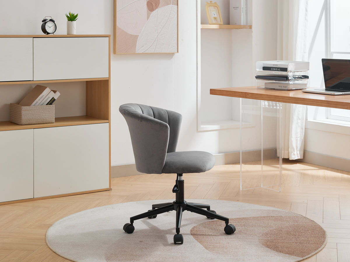 Velvet fabric home office chair with flower-shaped design, swivel computer desk chair for home or bedroom by American Smart EP