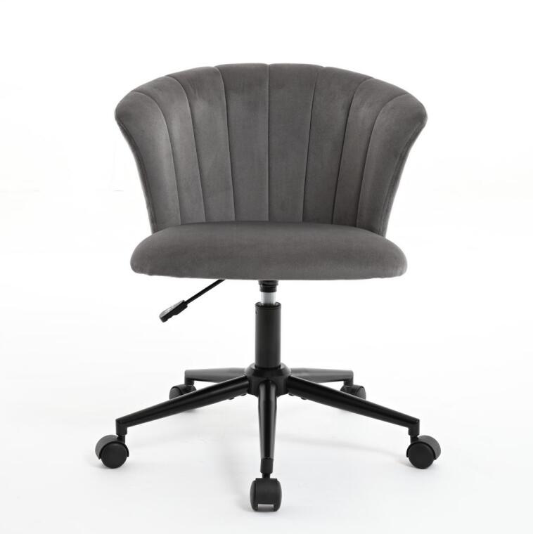 Velvet fabric home office chair with flower-shaped design, swivel function, suitable for bedroom or workspace.