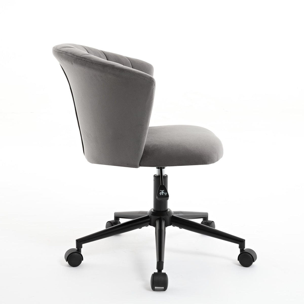 Velvet fabric home office desk chair with flower-shaped design, swivel feature, suitable for bedroom or office workspace.