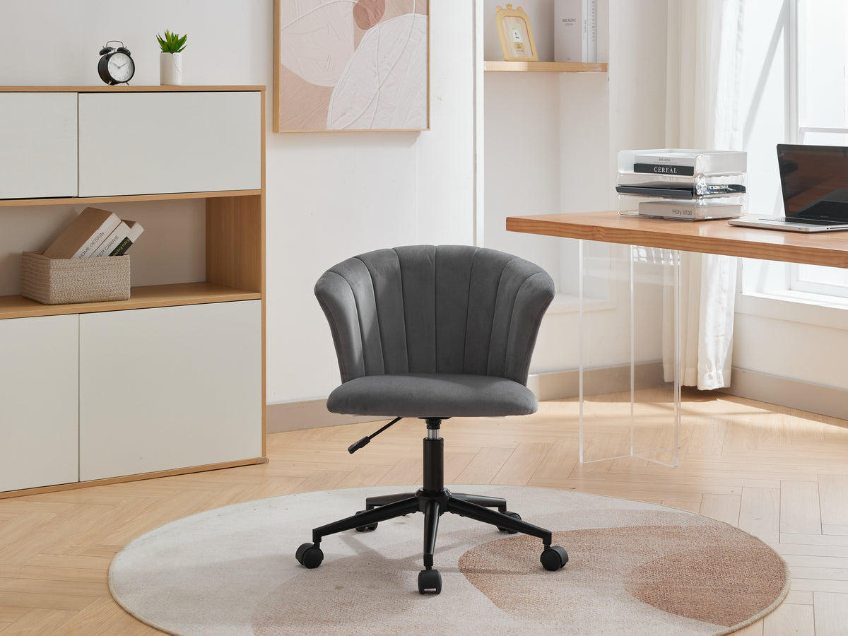 Velvet fabric home office chair with swivel flower shape design, ideal for bedroom or desk workspace, by American Smart EP