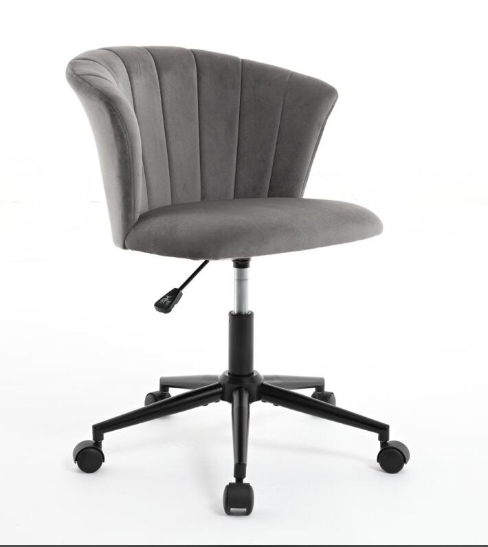 Velvet fabric home office chair with swivel flower shape design, ideal for computer desk, suitable for home or bedroom use.