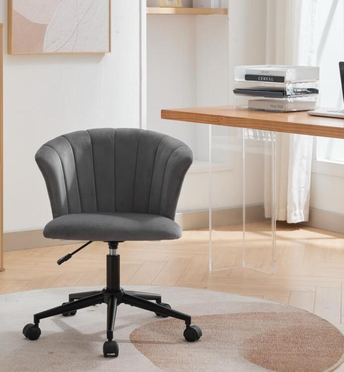 Velvet fabric home office chair with flower-shaped design, swivel computer desk chair for home or bedroom use