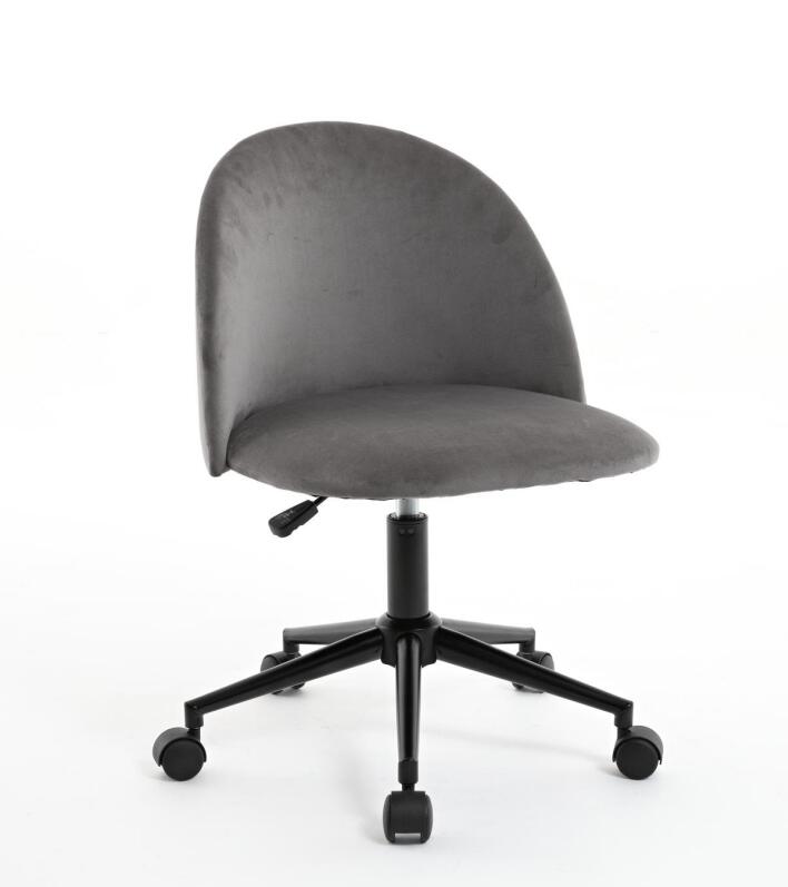 Black velvet fabric office chair with cushioned seat, adjustable mid-back, wheels, and black legs by American Smart - EP.