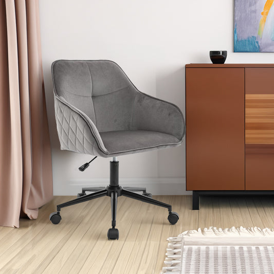 Velvet office desk chair with wheels, modern home vanity chair for living room, bedroom, or study room by American Smart EP