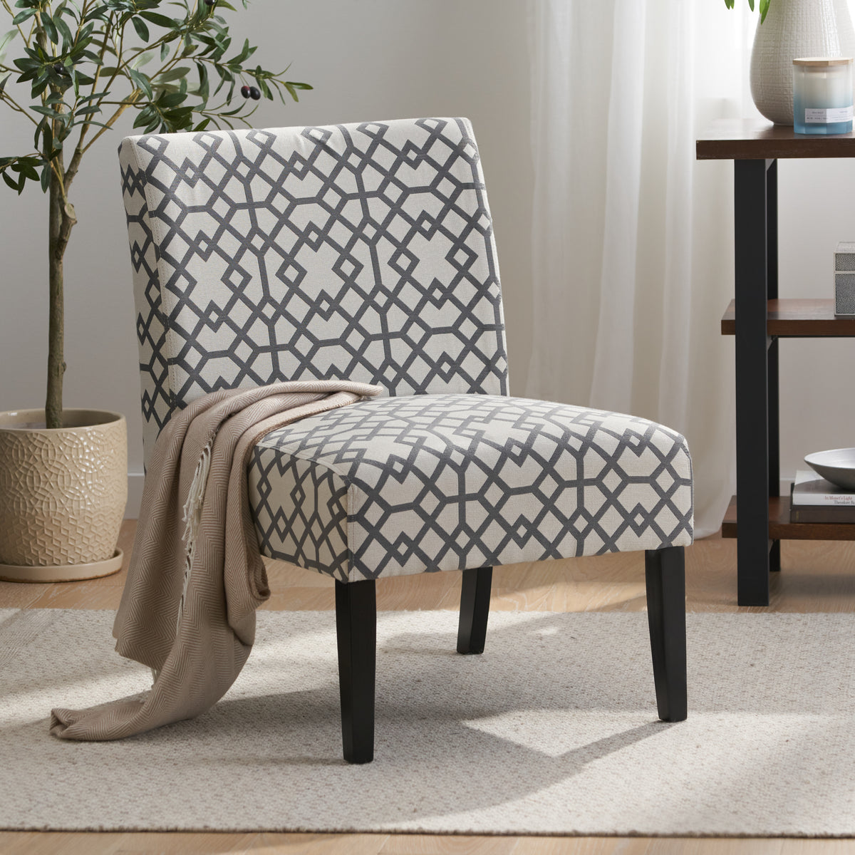 American Smart accent chair with plush upholstery and modern design, featuring a comfortable cushioned seat and stylish wooden legs.