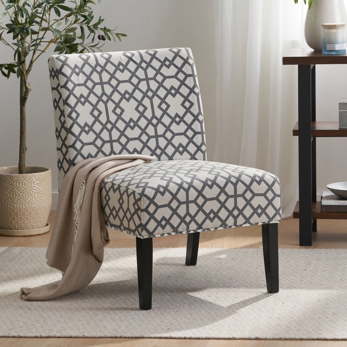 American Smart EP accent chair with plush upholstery and wooden legs, modern design, and comfortable seating.