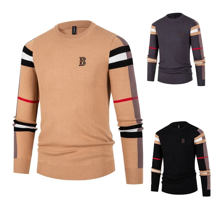 Men's knitted shirt by American Smart, thin style color-blocked casual shirt with a middle neck and interior bottom design.