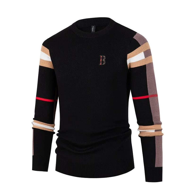 Men's knitted shirt by American Smart, thin style with color-blocked interior, casual middle-neck design, suitable for everyday wear.