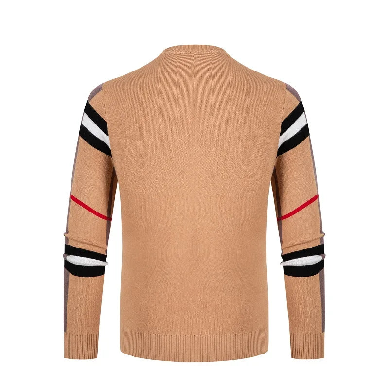 Men's knitted shirt by American Smart featuring a thin, color-blocked design with a casual middle neck style.