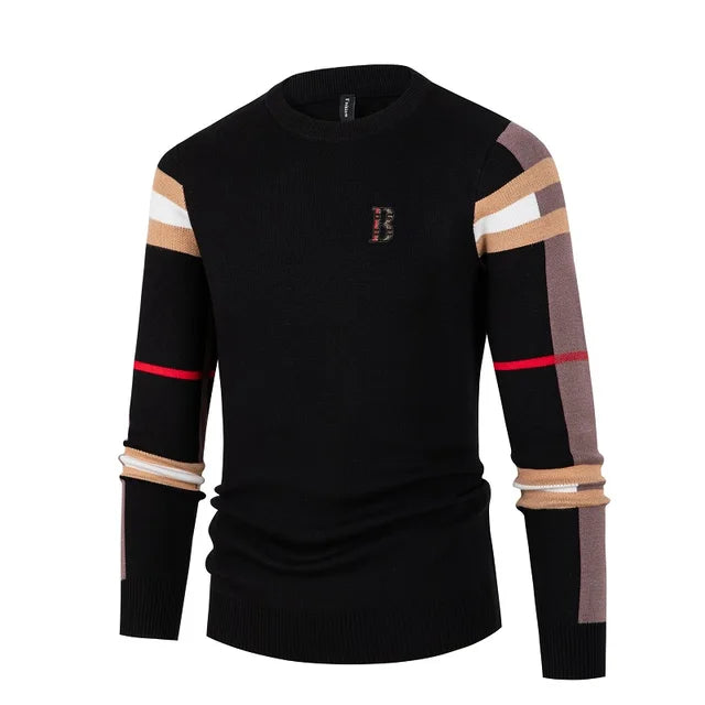 Men's thin knitted shirt with color-blocked interior, casual style, middle neck, from American Smart - EP.
