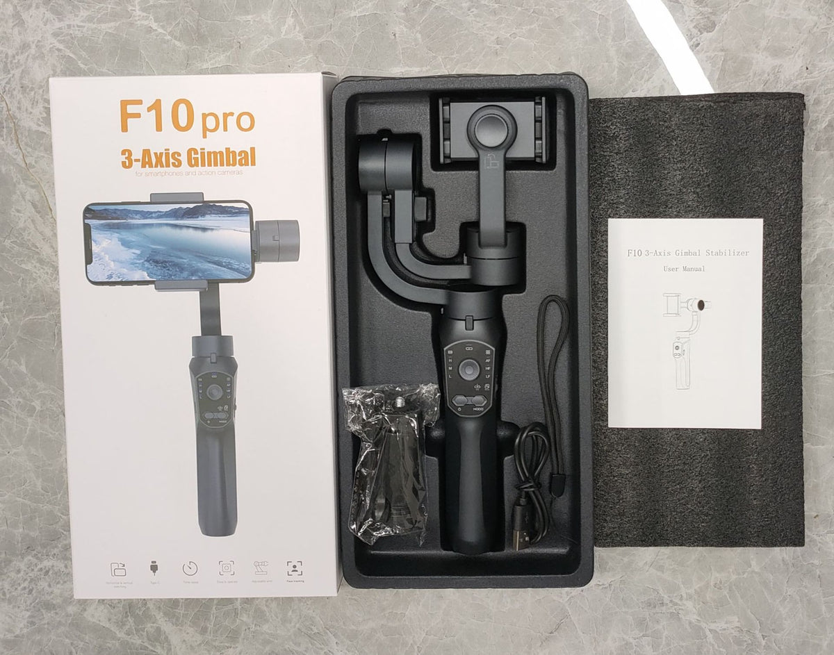 American Smart EP three-axis handheld mobile phone stabilizer for outdoor video recording with anti-shake design and ergonomic handle.