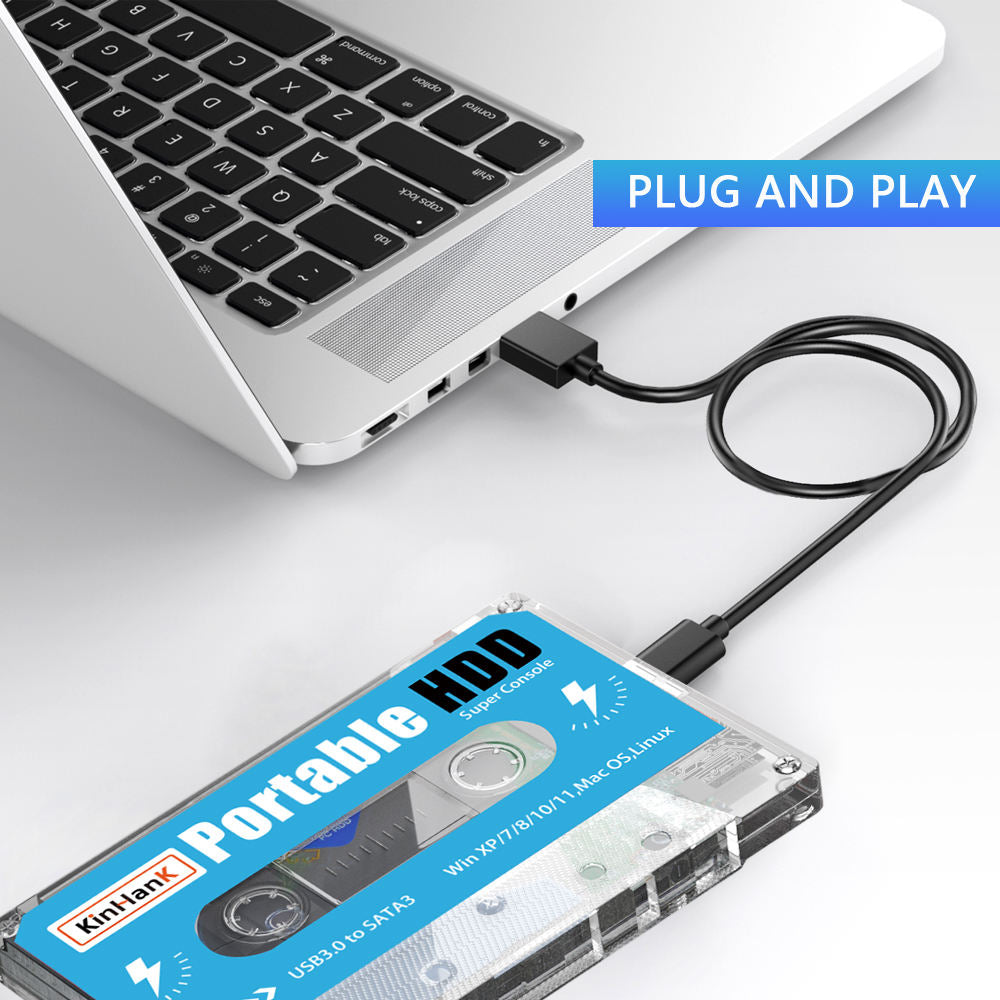 American Smart Kinhand 500GB portable external hard drive with retro game cards for PSP, Sega Saturn, Wii, and computer use.