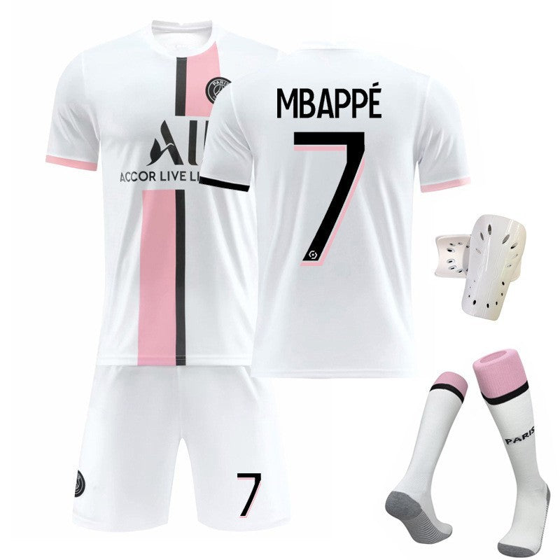 Paris Saint Germain football shirt set featuring Neymar No. 10 and Messi No. 30, with training shirt, by American Smart.