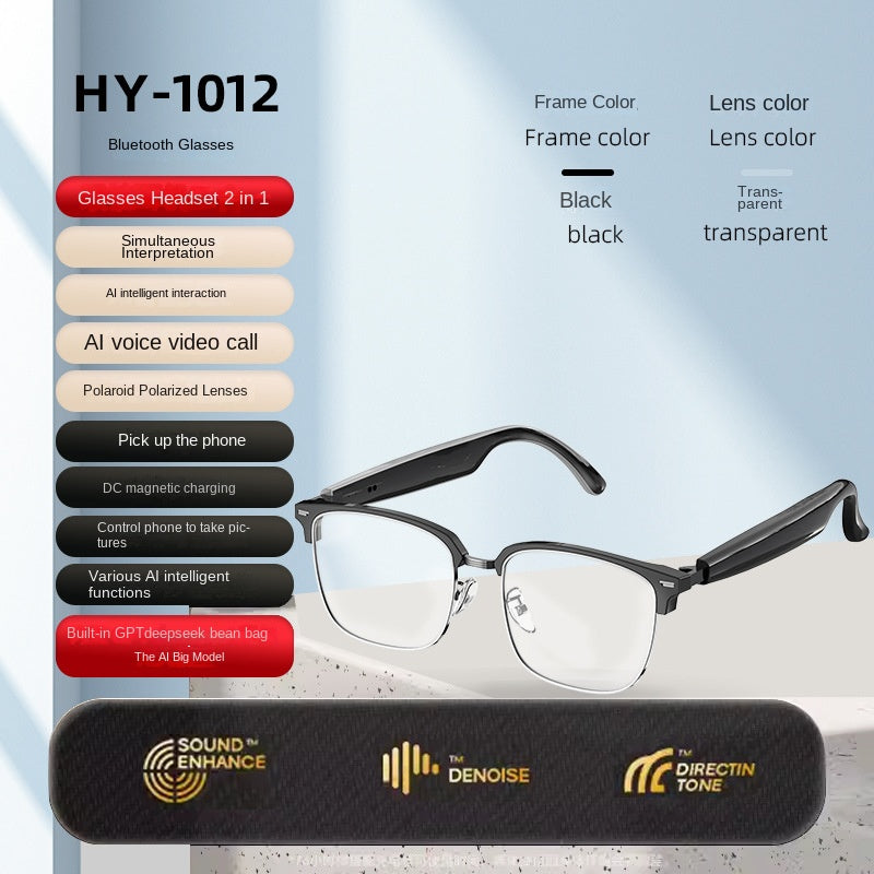 American Smart EP Bluetooth AI sunglasses with built-in headphones, real-time translation, and music playback in a sleek design.