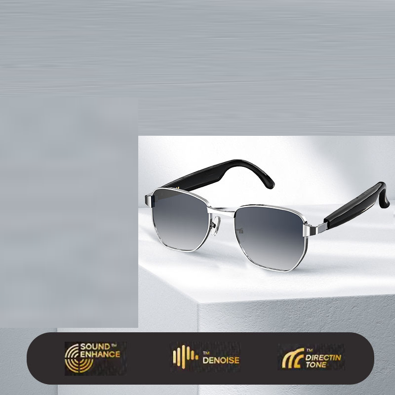 American Smart Bluetooth AI sunglasses with integrated headphones, real-time translation, call, and music listening features.
