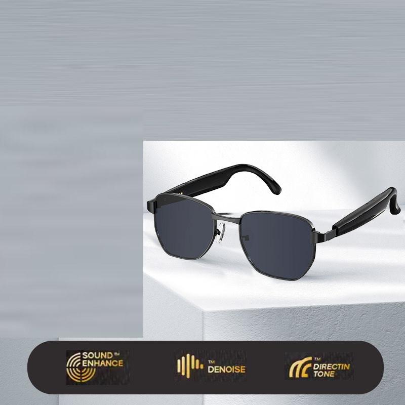 American Smart Bluetooth AI sunglasses with built-in headphones, real-time translation, call and music listening features.