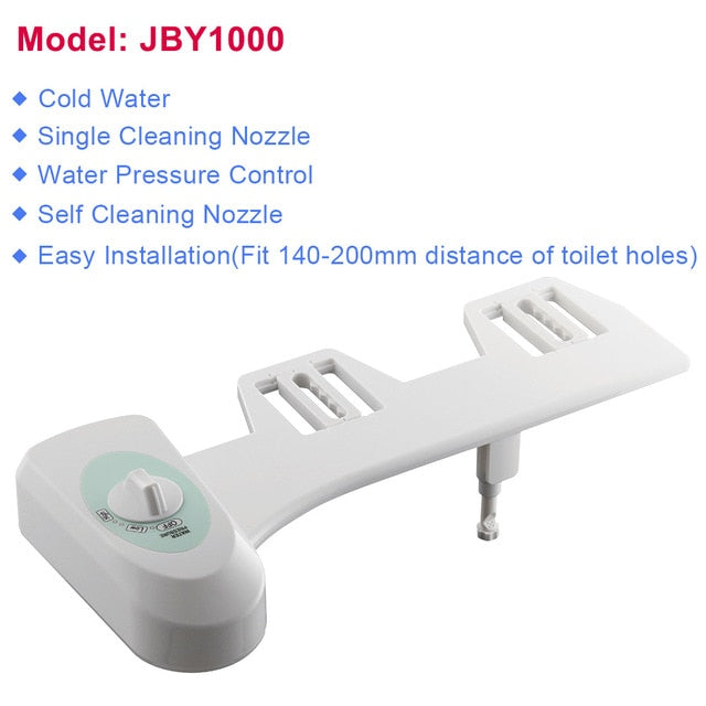 American Smart EP non-electric bidet attachment with self-cleaning nozzle for fresh water washing on a standard toilet seat.