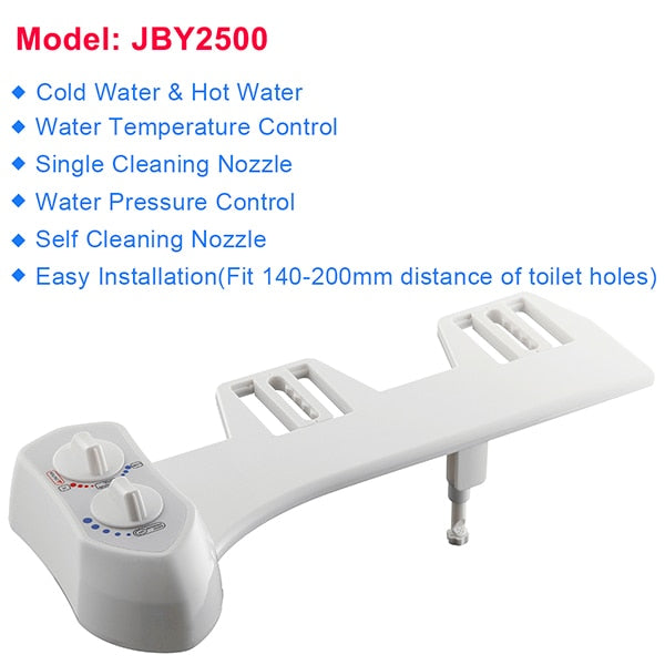 American Smart EP non-electric bidet attachment with self-cleaning nozzle, fresh water sprayer, and mechanical wash for toilet hygiene.