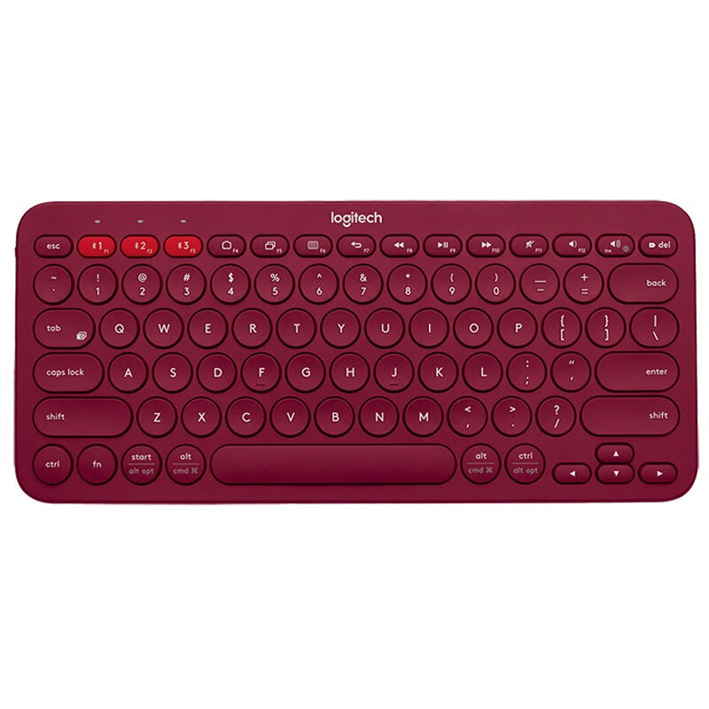 Logitech K380 Mini Bluetooth wireless keyboard with tablet and phone, part of American Smart EP Pebble2+K390 set, on a desk.