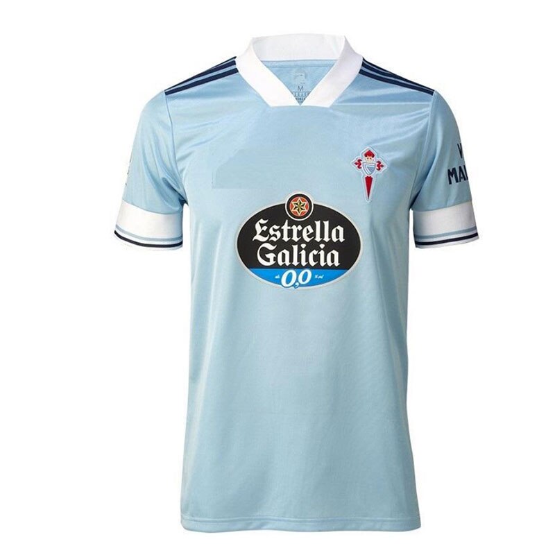 Celta Vigo away football jersey 2020-2021 with Iago Aspas, Rafinha, Gomez, and Sisto, adult size, American Smart EP brand.