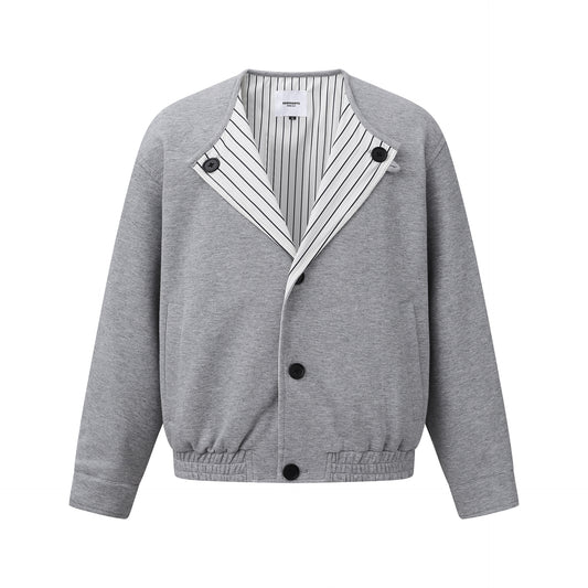 Oversized American Smart shoulder jacket with long sleeves and no collar, stylish loose-fit coat for outdoor wear.