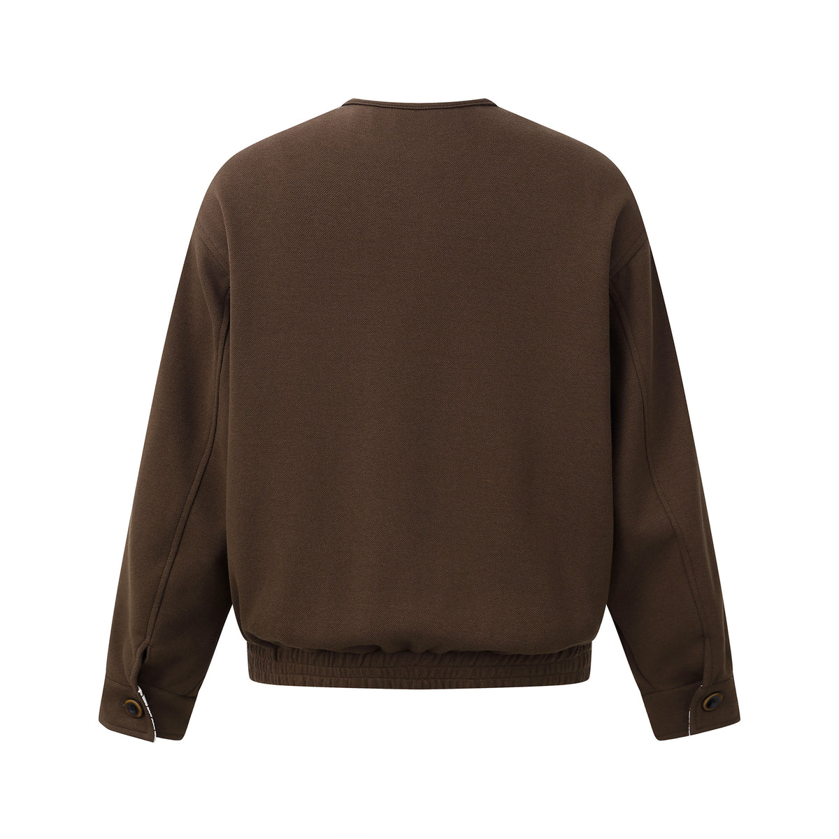 Oversized American Smart shoulder jacket with long sleeves, no collar, and loose fit, perfect as stylish outerwear.
