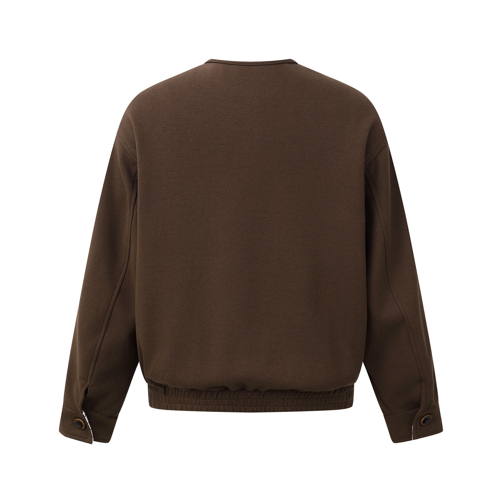 Oversized American Smart shoulder jacket with long sleeves, no collar, and loose fit, perfect as stylish outerwear.