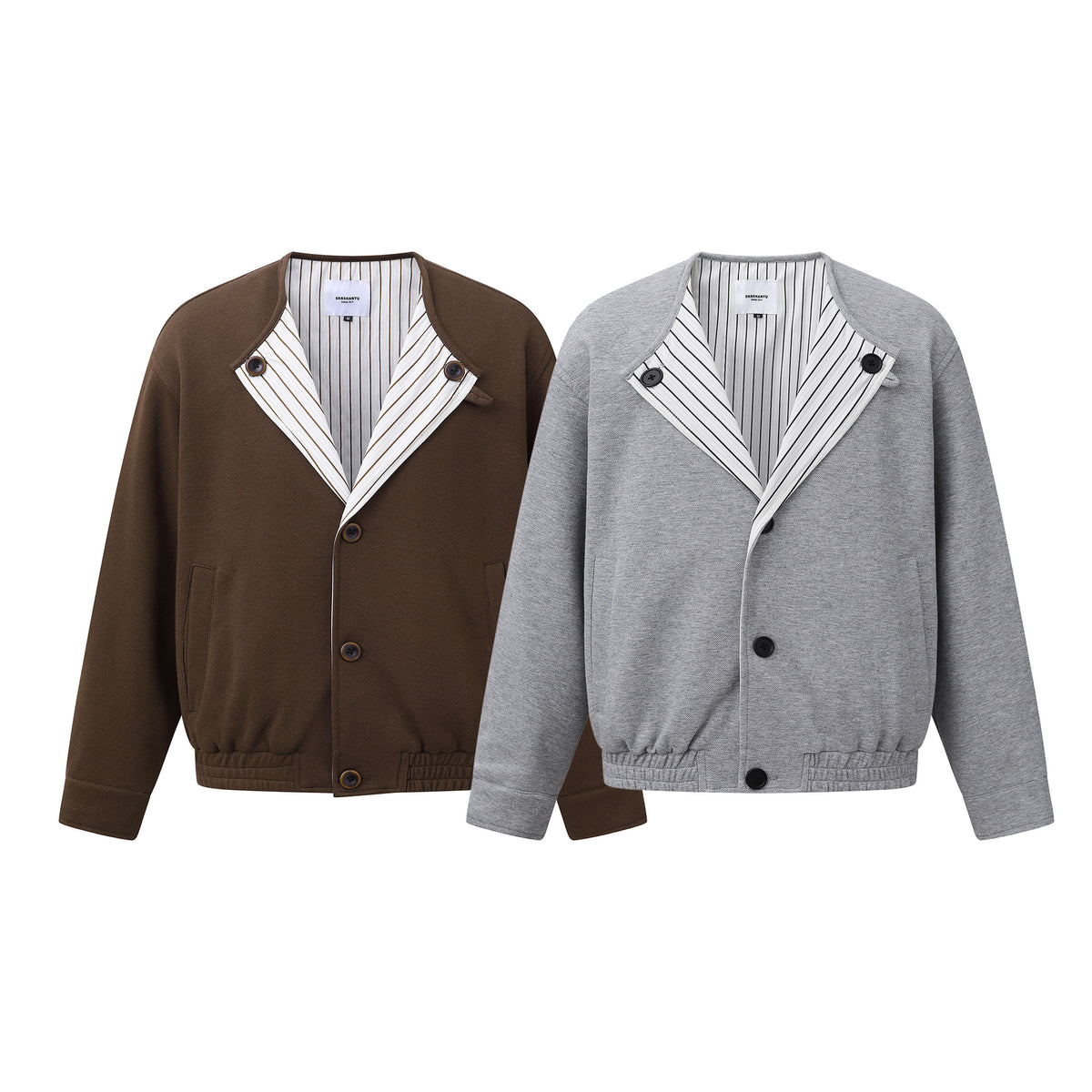 American Smart loose shoulder long sleeve oversized coat with no collar, stylish modern outerwear for a relaxed fit.