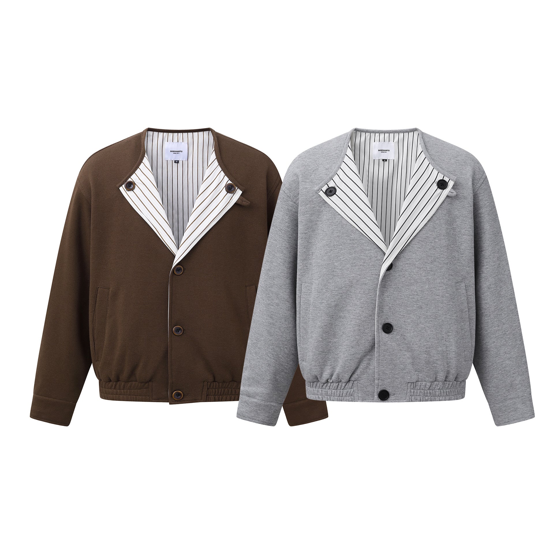 American Smart loose shoulder long sleeve oversized coat with no collar, stylish modern outerwear for a relaxed fit.