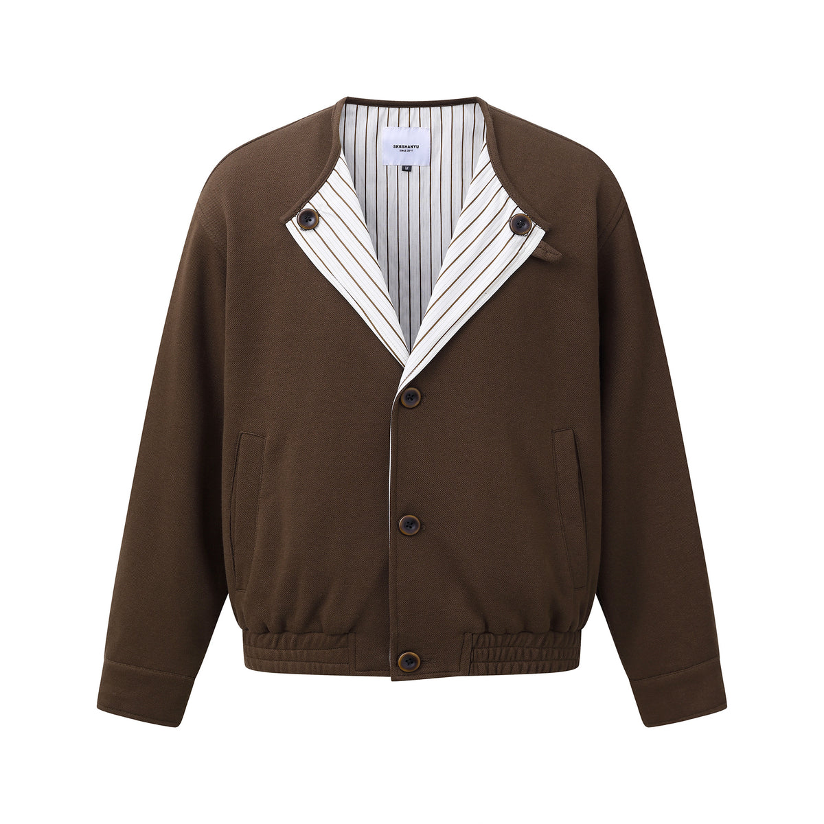 American Smart loose shoulder jacket with long sleeves and no collar, oversized coat outerwear in a stylish, relaxed fit.