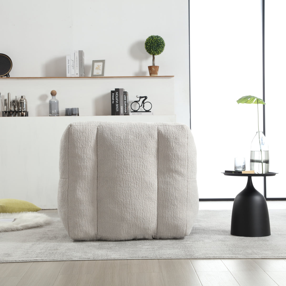 American Smart EP fluffy bean bag chair with footstool, soft memory foam couch for indoor modern lounge comfort.
