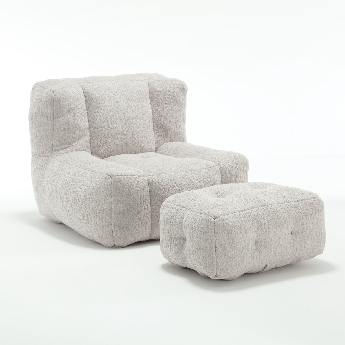 American Smart EP fluffy bean bag chair with memory foam, soft couch, and footstool for indoor modern lounge seating.