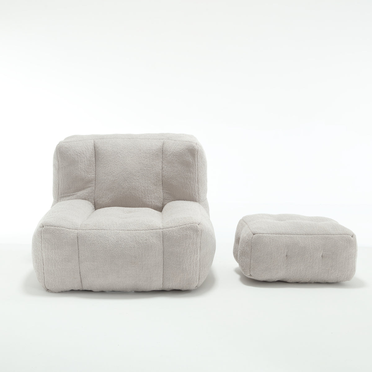 Super soft American Smart EP fluffy bean bag chair with memory foam cushion and footstool, indoor modern lounge seating