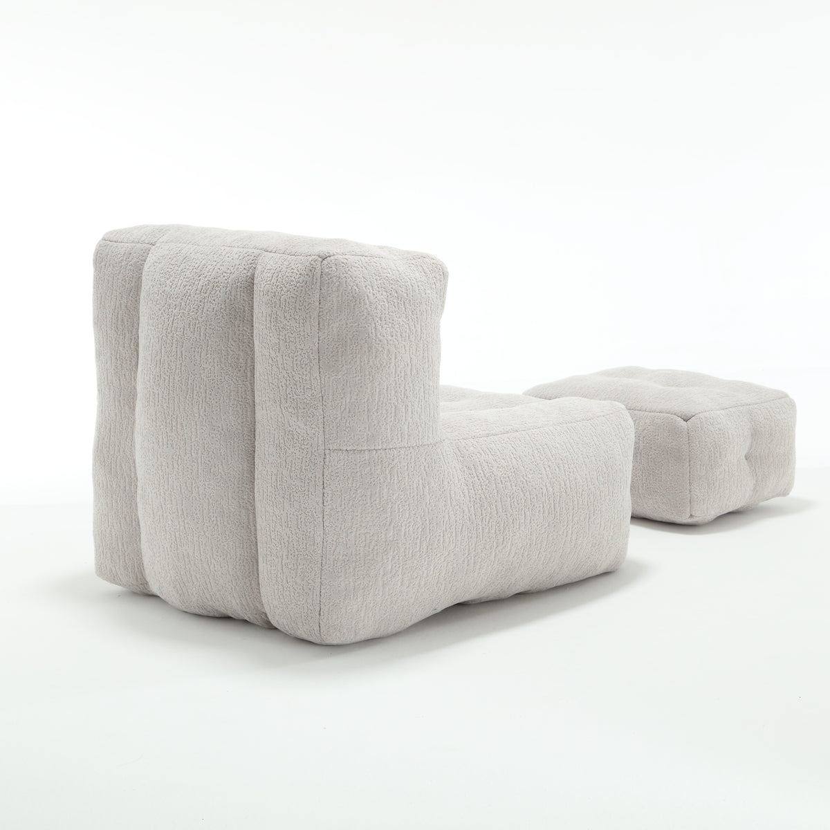 American Smart EP fluffy bean bag chair with footstool, soft couch with memory foam, ideal for modern indoor lounging.
