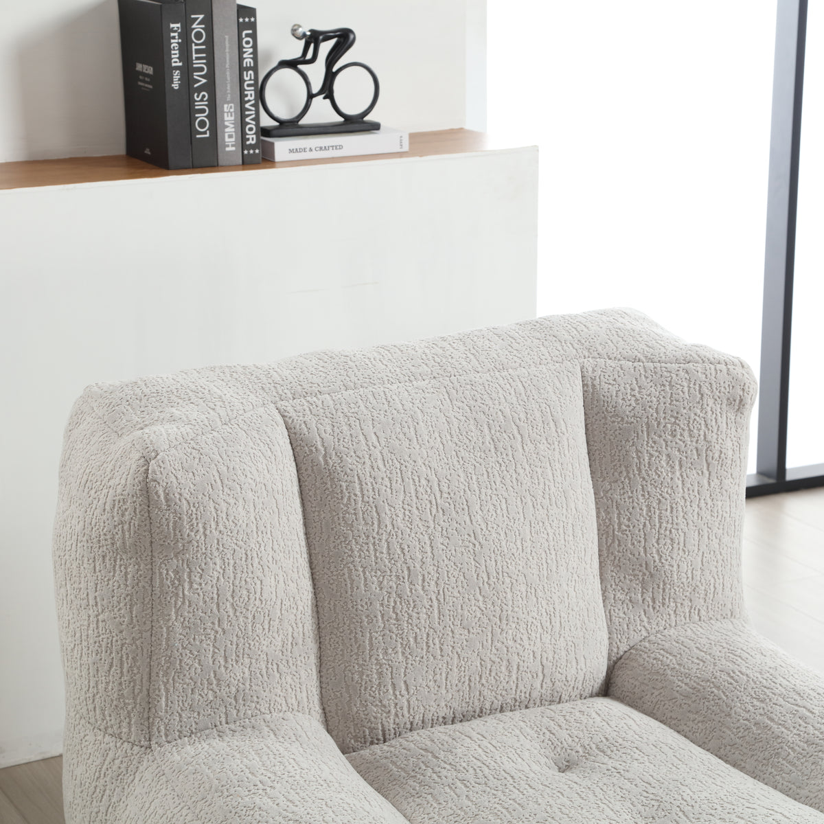 Soft American Smart EP fluffy bean bag chair with memory foam and footstool, modern indoor lounge seat and relaxation furniture.