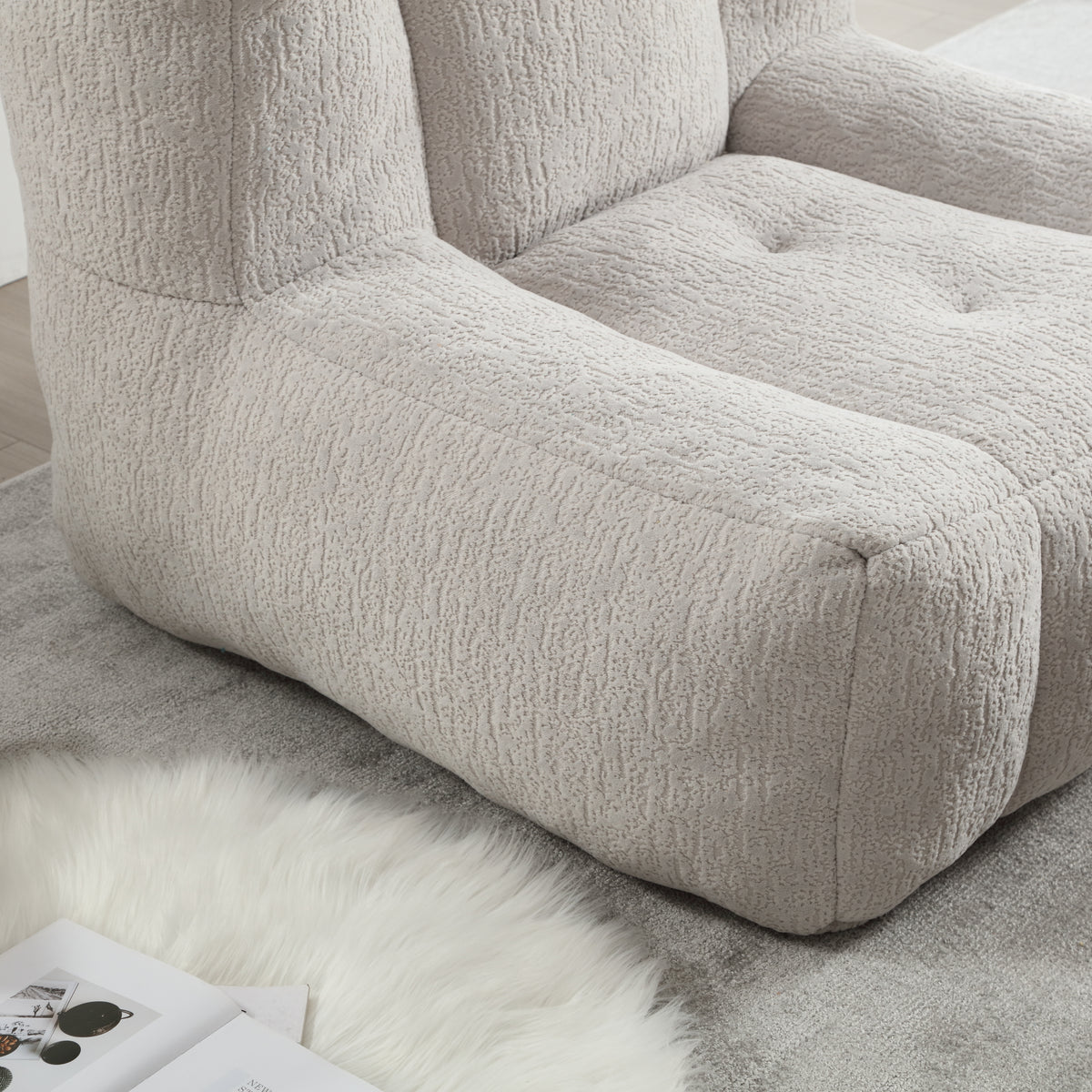 American Smart EP fluffy bean bag chair with memory foam, modern design, includes footstool, indoor soft couch seat