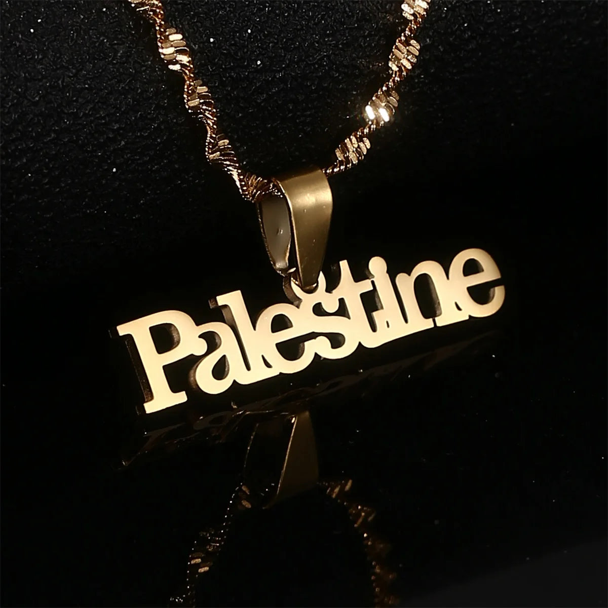 Vintage Palestinian stainless steel pendant chain necklace for Arab and African men and women, stylish and durable jewelry.