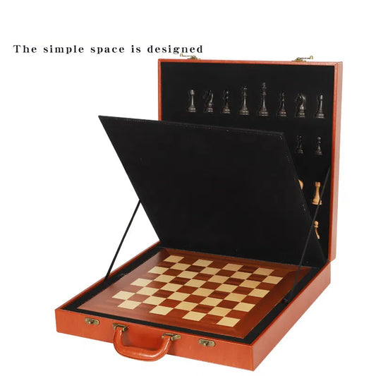 Luxury Western chess set featuring a heavy woodgrain wooden chess board and pieces by American Smart - EP.