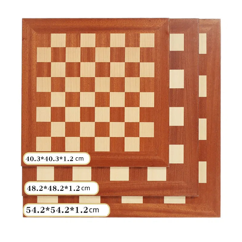 Heavy woodgrain wooden chess board for Western chess, part of the American Smart EP luxury chess set, designed for adults.