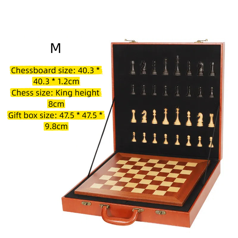 Heavy wooden chess board with a rich woodgrain finish from American Smart, featuring a classic Western chess design for adults.