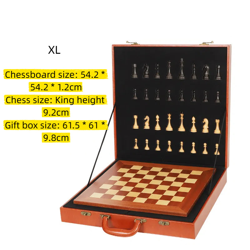 Heavy wooden chess board with a rich woodgrain finish for Western chess, part of the American Smart EP luxury chess set.
